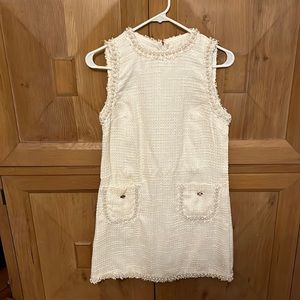 Pearl detail tweed dress